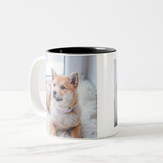 カスタマイズ両面写パーソナライズされた真 ツートーンマグカップ (正面左)