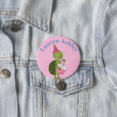 カスタマイズ亀とカップケーキの誕生日ボタン 缶バッジ (インサイチュ)