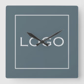 カスタマイズ企業のBusiness Large Logo Cadet スクエア壁時計 (正面)