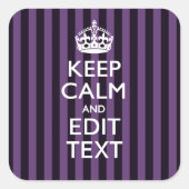 カスタマイズ保してテキストを紫ストライプ色 スクエアシール (正面)