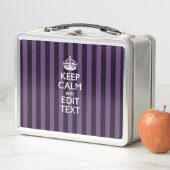 カスタマイズ保してテキストを紫ストライプ色 メタルランチボックス (インサイチュ)