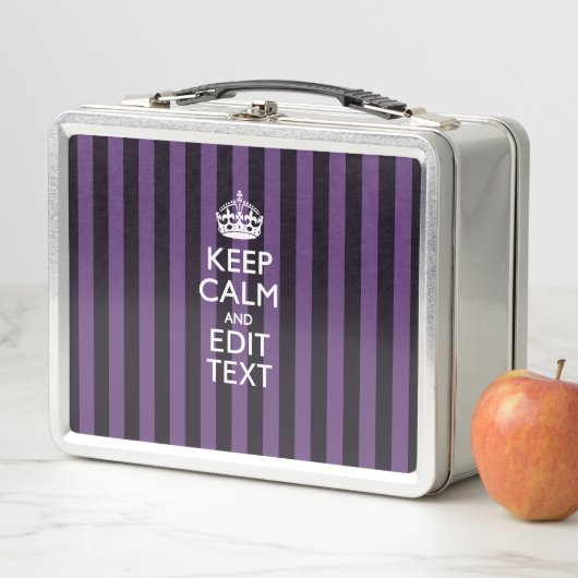 カスタマイズ保してテキストを紫ストライプ色 メタルランチボックス (インサイチュ)