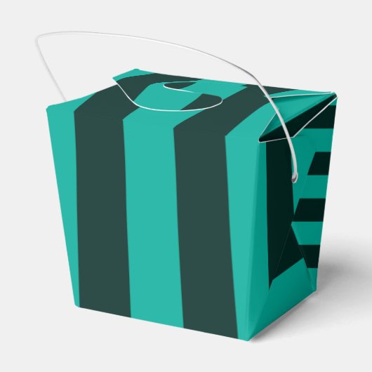 カスタマイズ保可能なテキストのターコイズストライプ フェイバーボックス (裏面サイド)