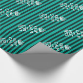 カスタマイズ保可能なテキストのターコイズストライプ ラッピングペーパー (角)