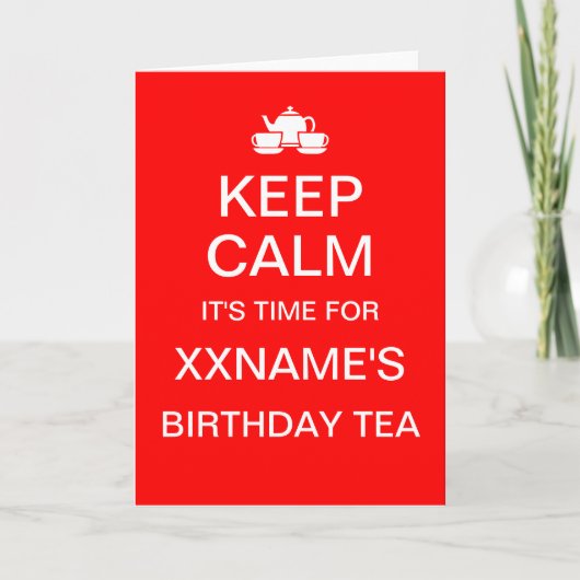 カスタマイズ保可能な落ち着いた誕生日ティーカード カード (正面)