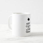 カスタマイズ保可能なCALMとLOVEテキサス州 コーヒーマグカップ (正面左)