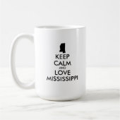 カスタマイズ保可能なCALMとLOVEミシシッピ コーヒーマグカップ (左)