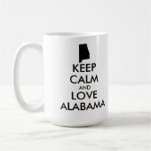 カスタマイズ保可能なCALMとLOVE ALABAMA コーヒーマグカップ (左)