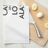 カスタマイズ保可能なCALMとLOVE ALASKA キッチンタオル (四つ折り)