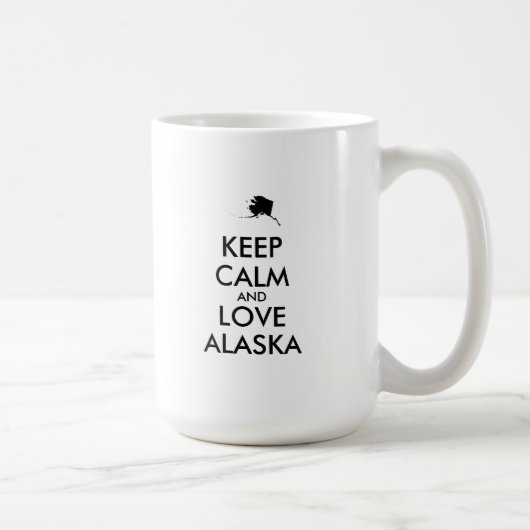 カスタマイズ保可能なCALMとLOVE ALASKA コーヒーマグカップ (右)