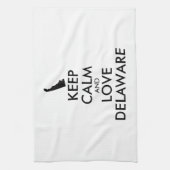 カスタマイズ保可能なCALMとLOVE DELAWARE キッチンタオル (縦)