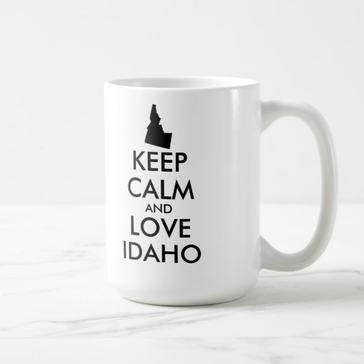 カスタマイズ保可能なCALMとLOVE IDAHO コーヒーマグカップ (右)