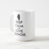 カスタマイズ保可能なCALMとLOVE ILLINOIS コーヒーマグカップ (正面左)