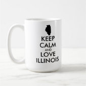 カスタマイズ保可能なCALMとLOVE ILLINOIS コーヒーマグカップ (左)