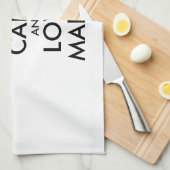 カスタマイズ保可能なCALMとLOVE MAINE キッチンタオル (四つ折り)