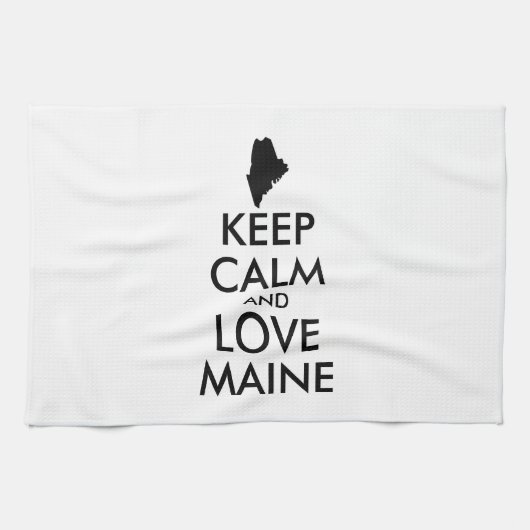 カスタマイズ保可能なCALMとLOVE MAINE キッチンタオル (横)