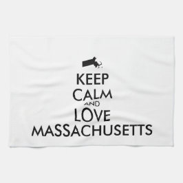 カスタマイズ保可能なCALMとLOVE MASSACHUSETTS キッチンタオル