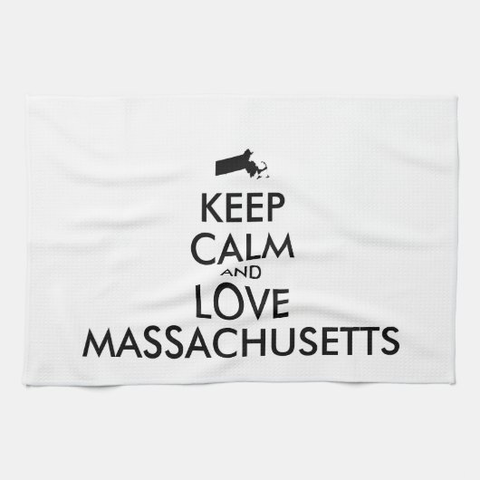 カスタマイズ保可能なCALMとLOVE MASSACHUSETTS キッチンタオル (横)