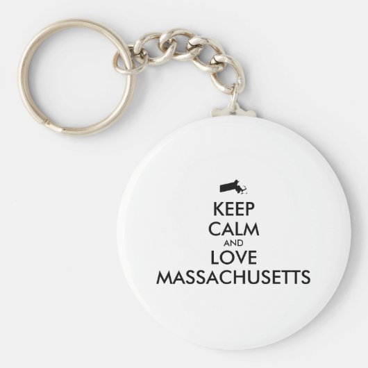 カスタマイズ保可能なCALMとLOVE MASSACHUSETTS キーホルダー (正面)