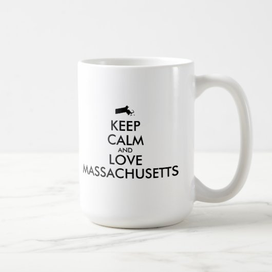 カスタマイズ保可能なCALMとLOVE MASSACHUSETTS コーヒーマグカップ (右)