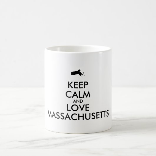カスタマイズ保可能なCALMとLOVE MASSACHUSETTS コーヒーマグカップ (中央)