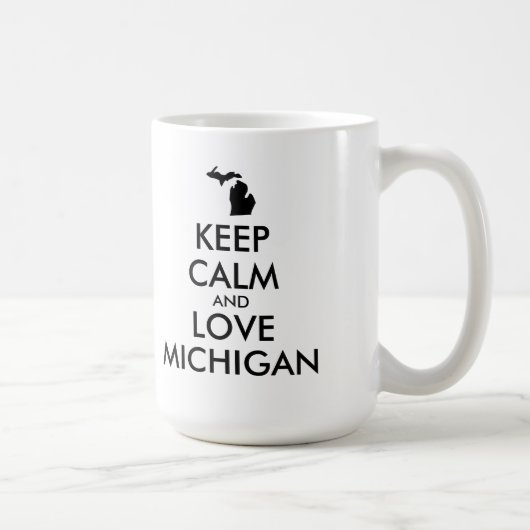 カスタマイズ保可能なCALMとLOVE MICHIGAN コーヒーマグカップ (右)