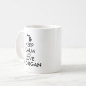 カスタマイズ保可能なCALMとLOVE MICHIGAN コーヒーマグカップ (正面左)