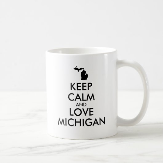 カスタマイズ保可能なCALMとLOVE MICHIGAN コーヒーマグカップ (右)