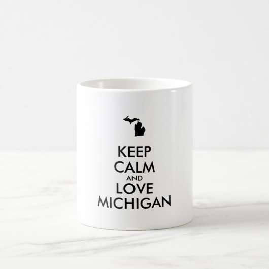 カスタマイズ保可能なCALMとLOVE MICHIGAN コーヒーマグカップ (中央)
