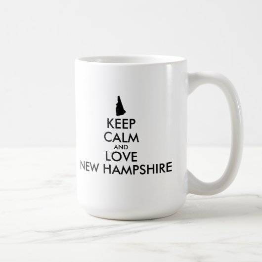 カスタマイズ保可能なCALMとLOVE NEW HAMPSHIRE コーヒーマグカップ (右)
