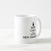 カスタマイズ保可能なCALMとLOVE NEW HAMPSHIRE コーヒーマグカップ (正面右)