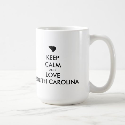 カスタマイズ保可能なCALMとLOVE SOUTH CAROLINA コーヒーマグカップ (右)