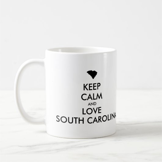 カスタマイズ保可能なCALMとLOVE SOUTH CAROLINA コーヒーマグカップ (左)