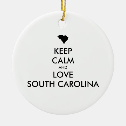 カスタマイズ保可能なCALMとLOVE SOUTH CAROLINA セラミックオーナメント (正面)