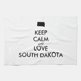 カスタマイズ保可能なCALMとLOVE SOUTH DAKOTA キッチンタオル