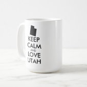カスタマイズ保可能なCALMとLOVE UTAH コーヒーマグカップ (正面左)