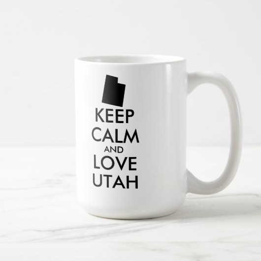 カスタマイズ保可能なCALMとLOVE UTAH コーヒーマグカップ (右)