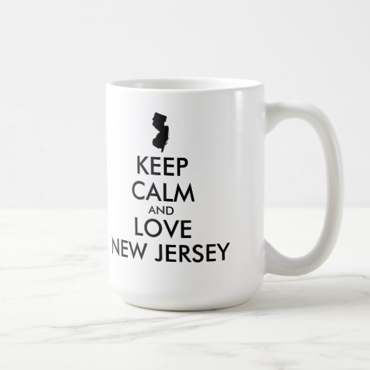 カスタマイズ保可能なCALM AND LOVEニュージャージー コーヒーマグカップ (右)