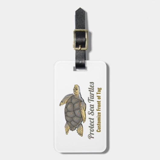 カスタマイズ保護ウミガメの個人設定 ラゲッジタグ (正面縦)