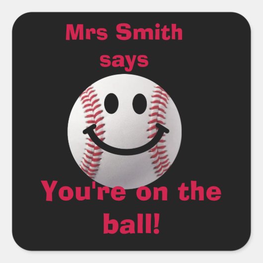 カスタマイズ先生シール – ボール上 スクエアシール (正面)