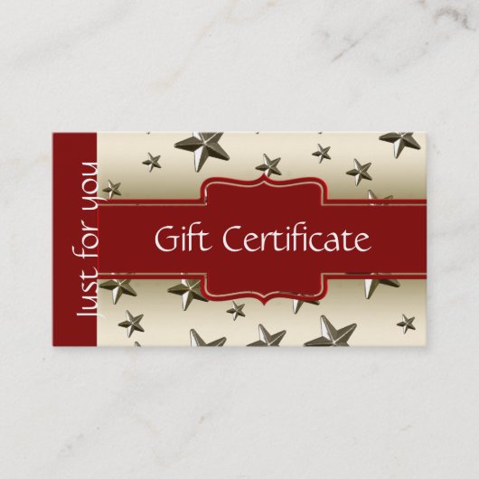 カスタマイズ光沢がある金ゴールドの星のギフト券 割引カード (正面)