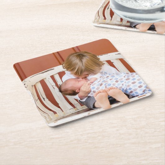 カスタマイズ写パーソナライズされた真 スクエアペーパーコースター (アングル)