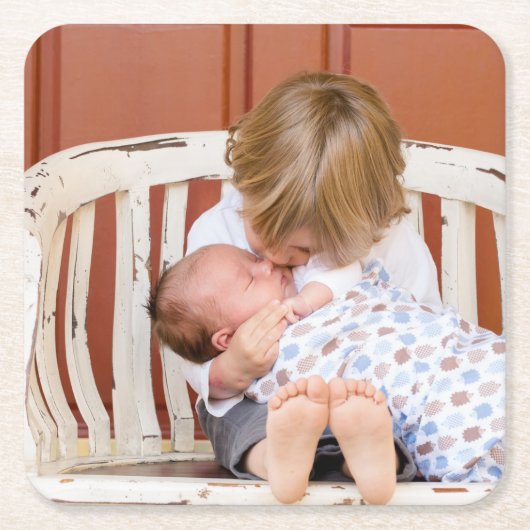 カスタマイズ写パーソナライズされた真 スクエアペーパーコースター (正面)