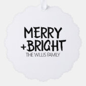 カスタマイズ写真と文字が明メリーるい オーナメントカード (裏面)