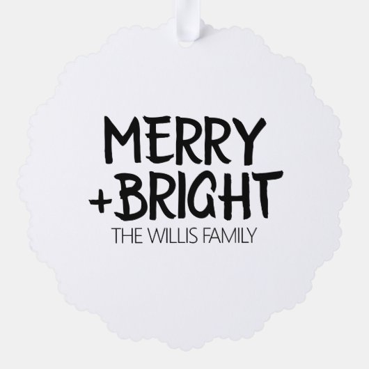 カスタマイズ写真と文字が明メリーるい オーナメントカード (裏面)