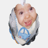 カスタマイズ写真と文字が明メリーるい オーナメントカード (左)