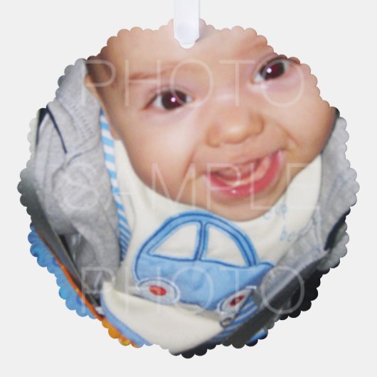 カスタマイズ写真と文字が明メリーるい オーナメントカード (正面)