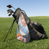 カスタマイズ写真と文字 ゴルフタオル (グリーン)