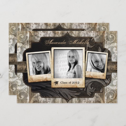 カスタマイズ写真の卒業の発表の招待 招待状 (正面/裏面)