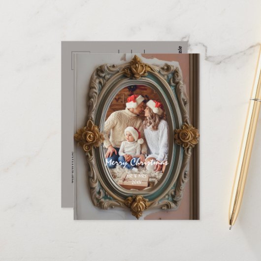 カスタマイズ写真の古代の枠 ポストカード (正面/裏面インサイチュ)